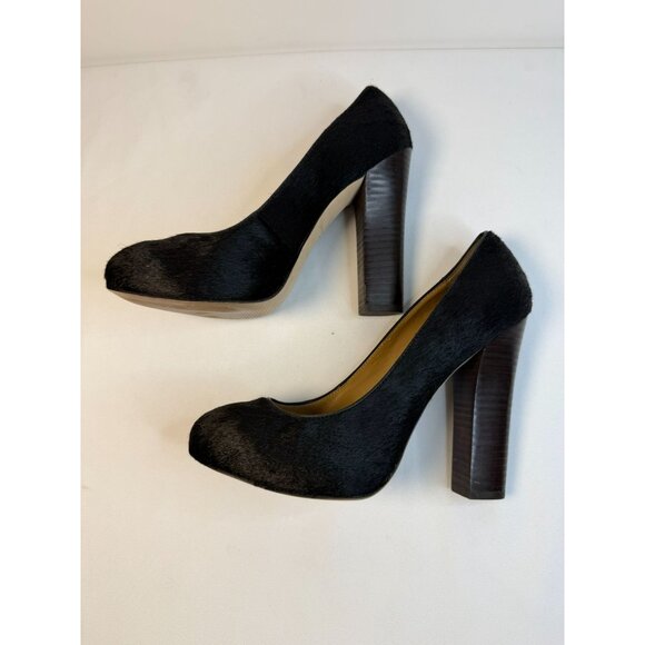 Ann Taylor Pumps Womens Size 7.5M Black Brazilian Calf Hair High Block Heel Shoe - Picture 6 of 15